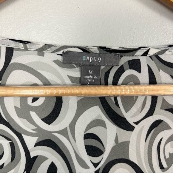 Y2K inspired Apt. 9 black and white swirled babydoll sheer top size medium - Picture 2 of 5